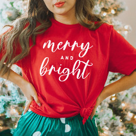 Navidad Alegre y Brillante Camiseta Roja Moderna p