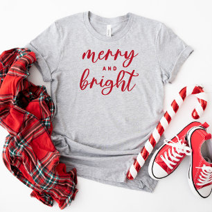 Navidad Alegre y Brillante Camiseta Roja Moderna p