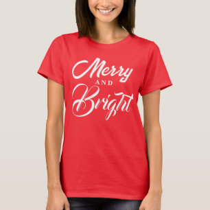 Navidad Alegre y Brillante Camiseta Roja Moderna p