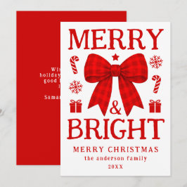 Navidad alegre y brillante con lazo de gingham roj