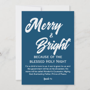 Navidad Alegre y Brillante Escritura Blanca Azul