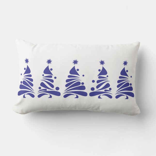 NAVIDAD ÁRBOLES Real Cojín decorativo Retro Azul (Anverso)