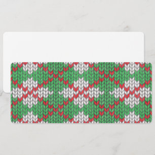 NAVIDAD ARGYLE TEJIDO 4x9.25 Tarjeta Plana / Horiz