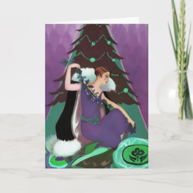 Navidad Art Deco, Pascaline en morado, Verde azula (Anverso)