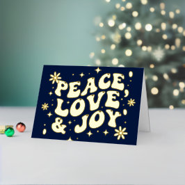 Navidad Azul Marino Retro Groovy Paz Amor Alegría