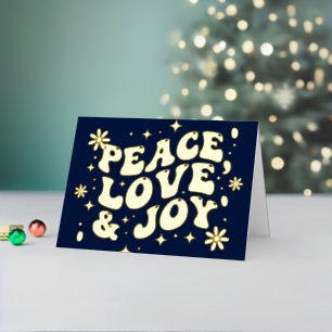 Navidad Azul Marino Retro Groovy Paz Amor Alegría