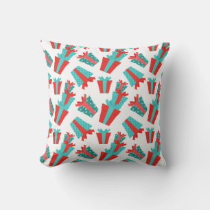 Navidad azul turquesa y roja presenta almohada