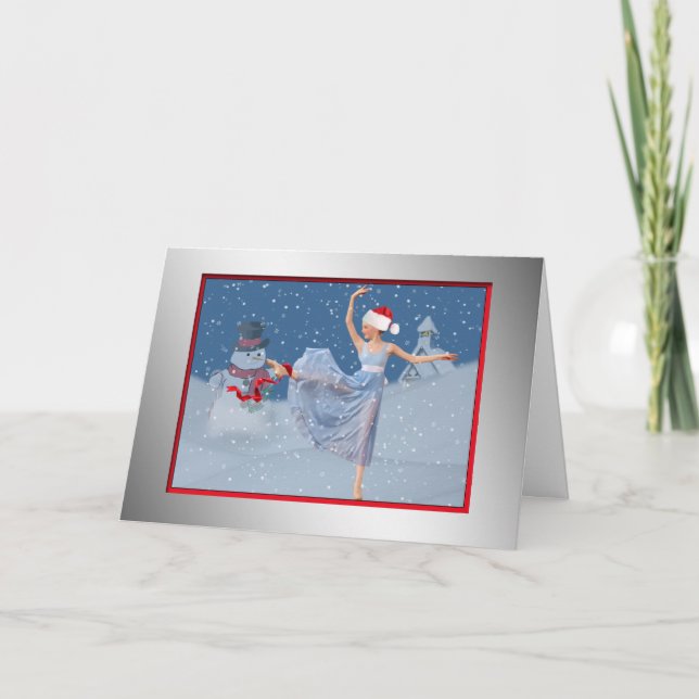 Navidad, ballet, tarjeta de la escena de la nieve (Anverso)