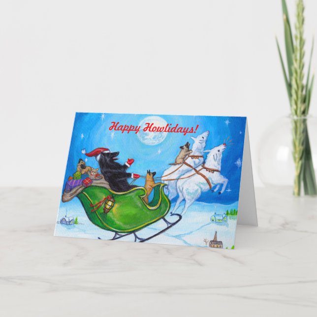 Navidad belga Notecard del perro pastor de (Anverso)