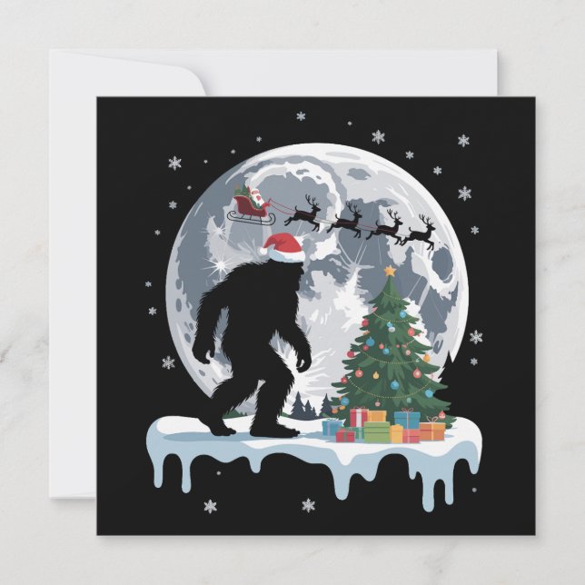 Navidad Bigfoot Santa Árbol Trineo Luna Reno Nieve (Anverso)