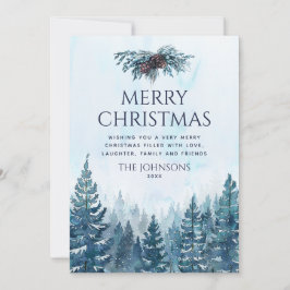 Navidad Bosque de Pinos Acuarela Rústica