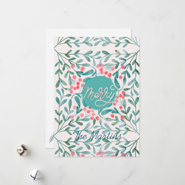 Navidad botánica en rojo y verde con letras a mano (Anverso/Reverso In Situ)