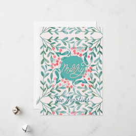 Navidad botánica en rojo y verde con letras a mano