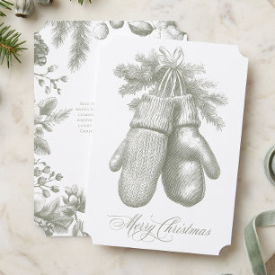 Navidad Botánica Invernal Verde Vintage Alegre Nav