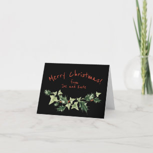 Navidad botánica personalizada de acebo y hiedra
