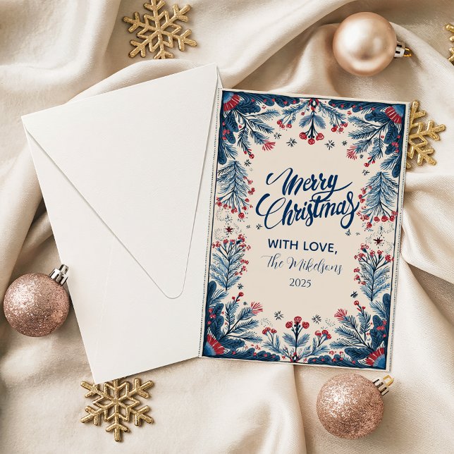 Navidad Botánica Vintage Rojo y Azul (Subido por el creador)