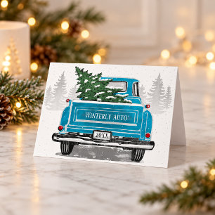 Navidad Camioneta Azul Vintage Empresarial Corpora