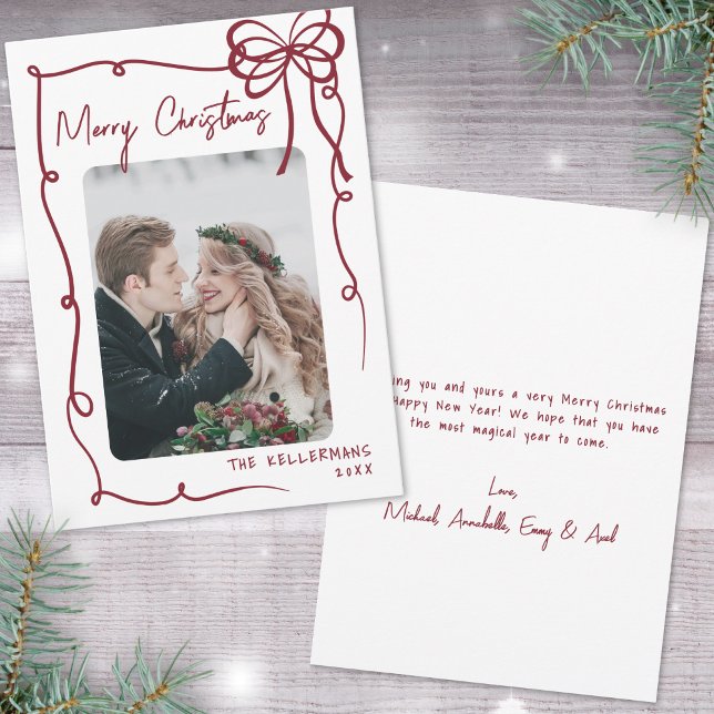 Navidad Caprichosa Roja Dibujada a Mano (Hand Drawn Red Whimsical Christmas Holiday Card)
