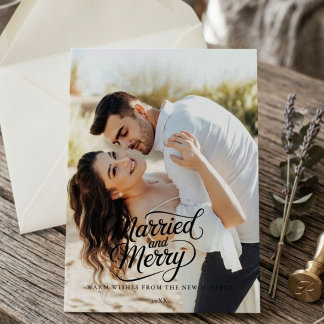 Navidad Casados Recién Casados Pincel Escritura Fo