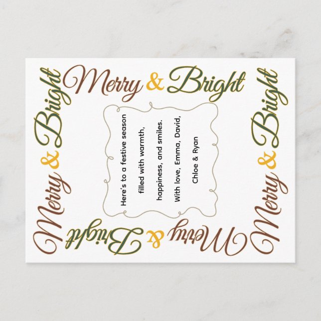 Navidad Clásica Retro Festiva Merry & Bright (Anverso)