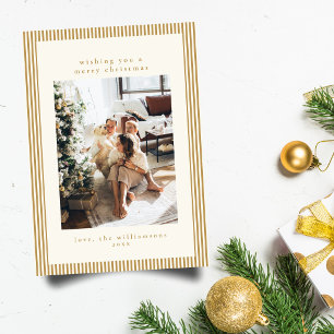Navidad con borde de franja dorada y foto familiar