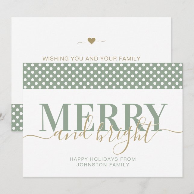 Navidad con estampado de lunares verde polvoriento (Anverso / Reverso)