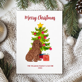 Navidad con familia de perro Goldendoodle