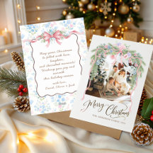 Navidad con foto de familia de pino floral con laz