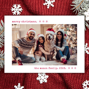 Navidad con foto de familia en máquina de escribir