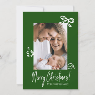 Navidad con Foto Doodle Dibujado a Mano Verde Mode