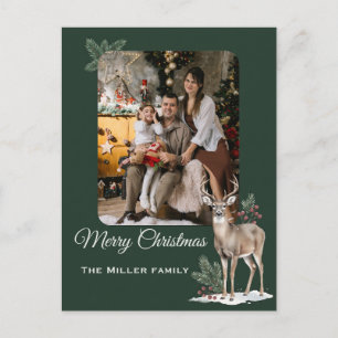 Navidad con foto personalizada de ciervo verde osc