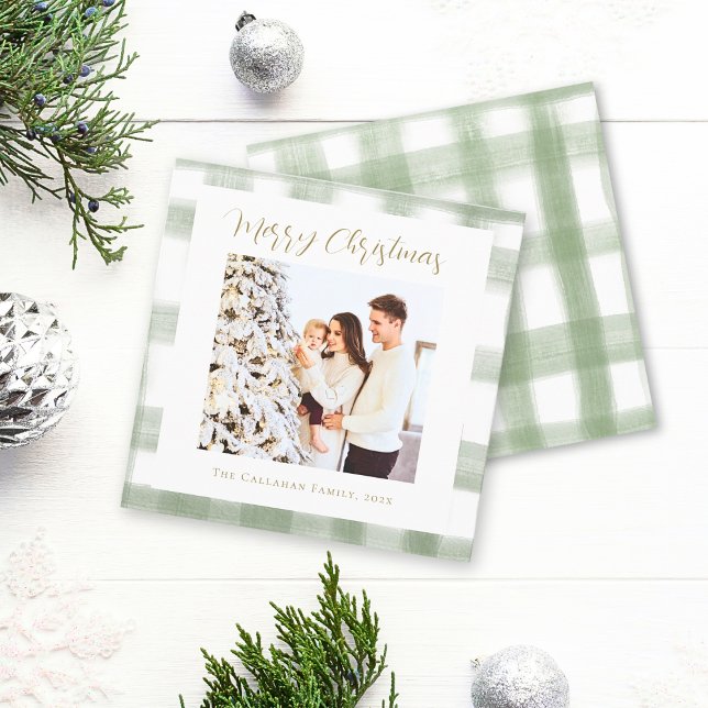 Navidad con foto personalizada de cuadros gingham  (Subido por el creador)