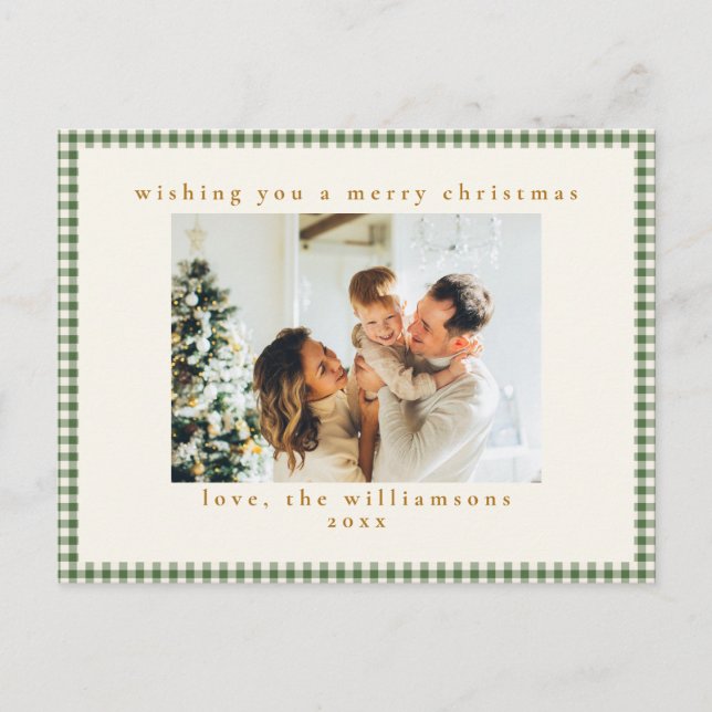 Navidad con foto personalizada de cuadros gingham  (Anverso)
