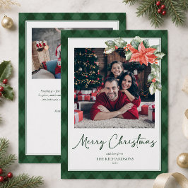 Navidad con Foto Personalizada Plaid Holly 2