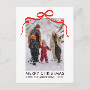 Navidad con Foto Única de Arco de Cinta Roja Capri
