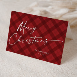 Navidad con guión elegante de cuadros rojos modern