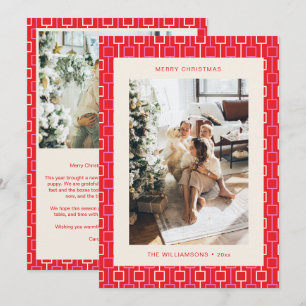 Navidad con letra de foto retro groovy roja y rosa
