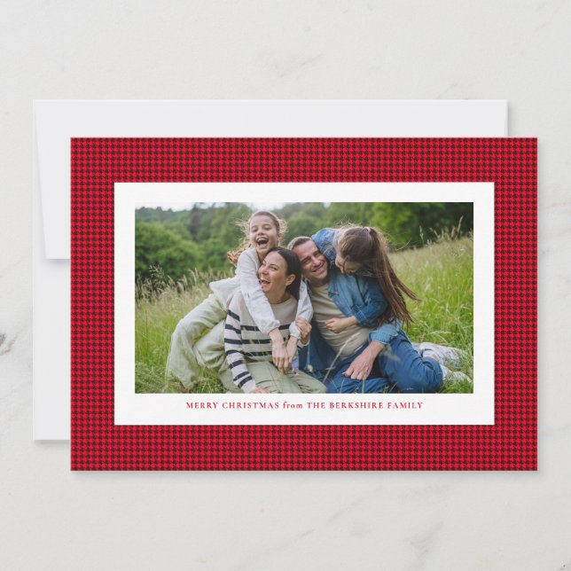 Navidad con marco rojo de houndstooth (Anverso)