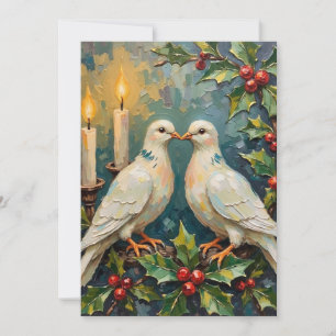Navidad con Palomas Blancas Vintage y Guirnalda de