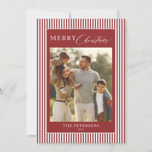 Navidad con rayas rojas modernas para foto familia