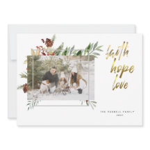 Navidad con tres fotos de caligrafía en oro elegan