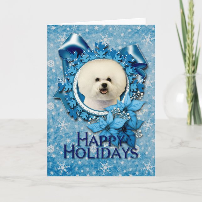 Navidad - copo de nieve azul - Bichon Frise (Anverso)