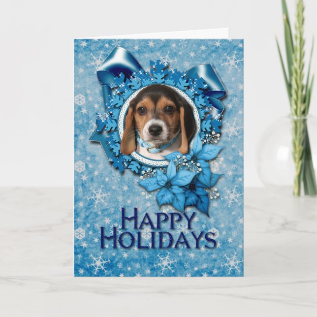 Navidad - copo de nieve azul - perrito del beagle (Anverso)