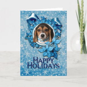 Navidad - copo de nieve azul - perrito del beagle
