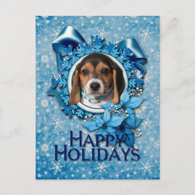 Navidad - copo de nieve azul - perrito del beagle (Anverso)