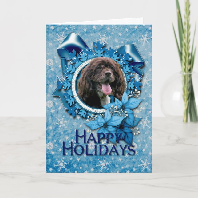 Navidad - copos de nieve azules - cocker spaniel (Anverso)