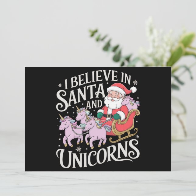Navidad Creo En Santa Y Unicornios Xmas (Anverso de pie)
