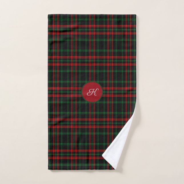 Navidad, Cuadros Rojos Verdes Negros Irlandeses Mo (Toalla de mano)