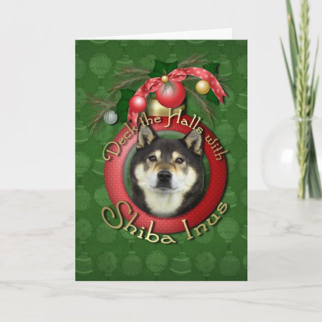 Navidad - cubierta los pasillos - Shiba Inus - (Anverso)