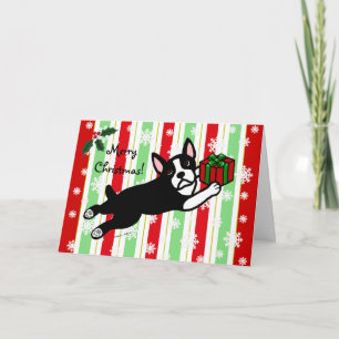 Navidad de Boston Terrier 2 copos de nieve del